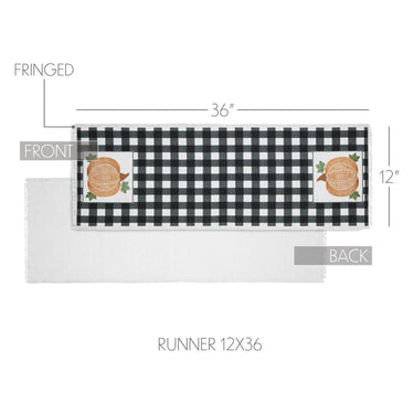 Annie Black Check Pumpkin Runner 12x36 - The Fox Decor